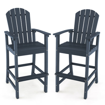 30 Inches Counter Height Outdoor HDPE Bar Stool with Armrests and Footrest, Navy Patio Bar Furniture at Gallery Canada