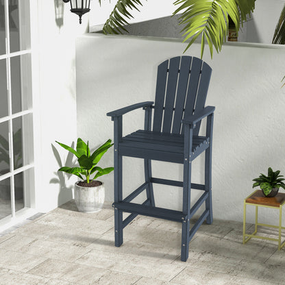 30 Inches Counter Height Outdoor HDPE Bar Stool with Armrests and Footrest, Navy Patio Bar Furniture at Gallery Canada