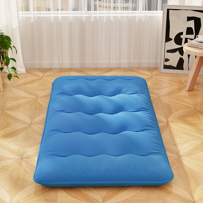 Foldable Futon Mattress with Washable Cover and Carry Bag for Camping Blue-Twin Size, Blue Mattresses at Gallery Canada