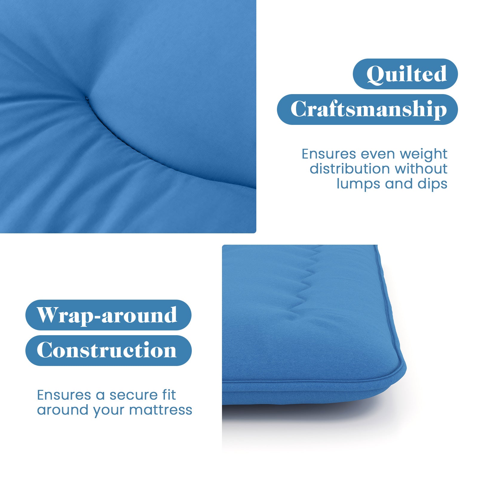 Foldable Futon Mattress with Washable Cover and Carry Bag for Camping Blue-Twin Size, Blue Mattresses at Gallery Canada