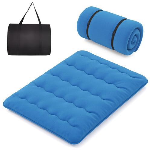 Foldable Futon Mattress, Washable Cover, Carry Bag, Queen Size, Blue
