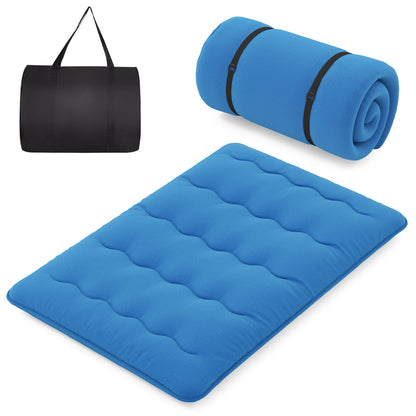 Foldable Futon Mattress with Washable Cover and Carry Bag for Camping Blue-Full Size, Blue Mattresses Full Size at Gallery Canada