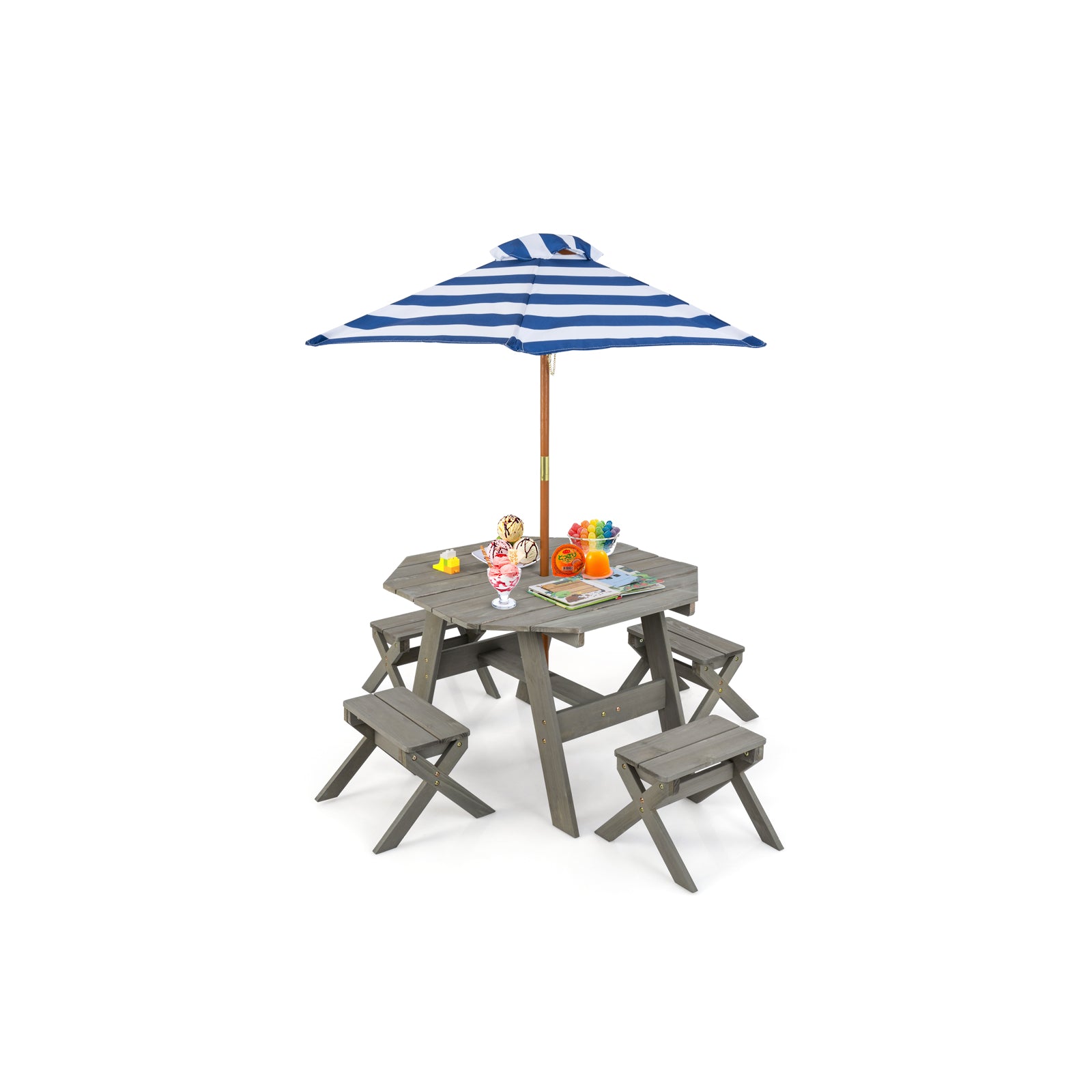 Kids Wooden Table Set for Children Aged 3+ Years, Gray Kids Table & Chair Sets Gray at Gallery Canada