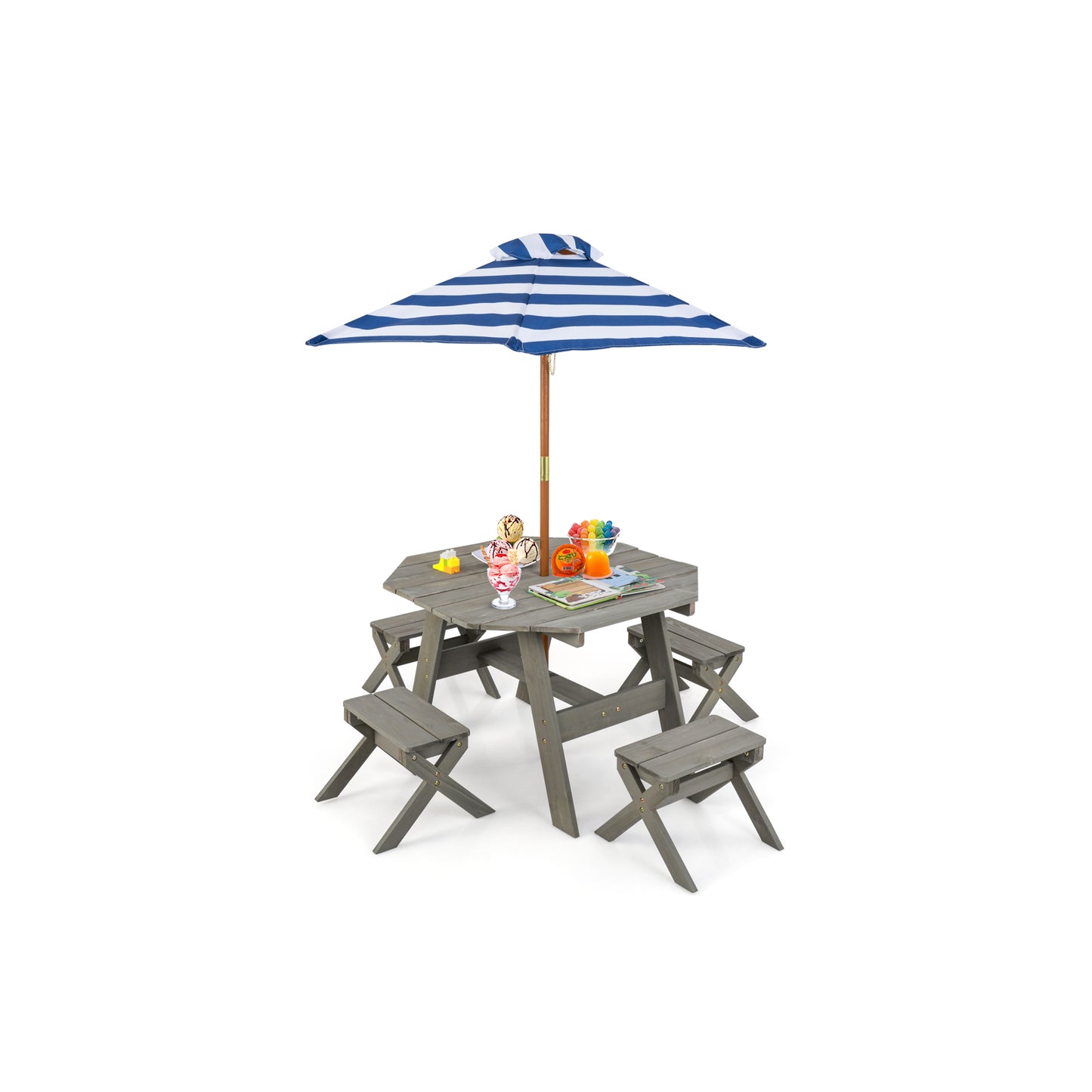 Ensemble de Table en Bois pour Enfants, Pour Enfants Âgés de 3 Ans et Plus, Gris