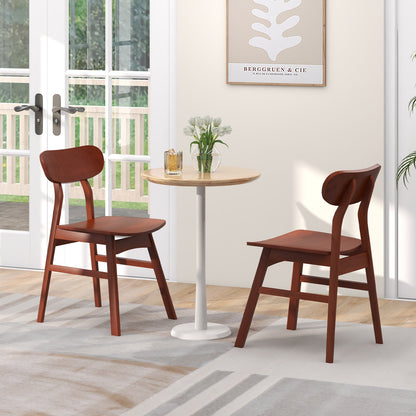 Set of 2 Modern Dining Chairs with Curved Backrest and Seat, Walnut Dining Chairs at Gallery Canada