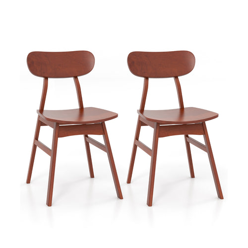 Set of 2 Modern Dining Chairs with Curved Backrest and Seat, Walnut