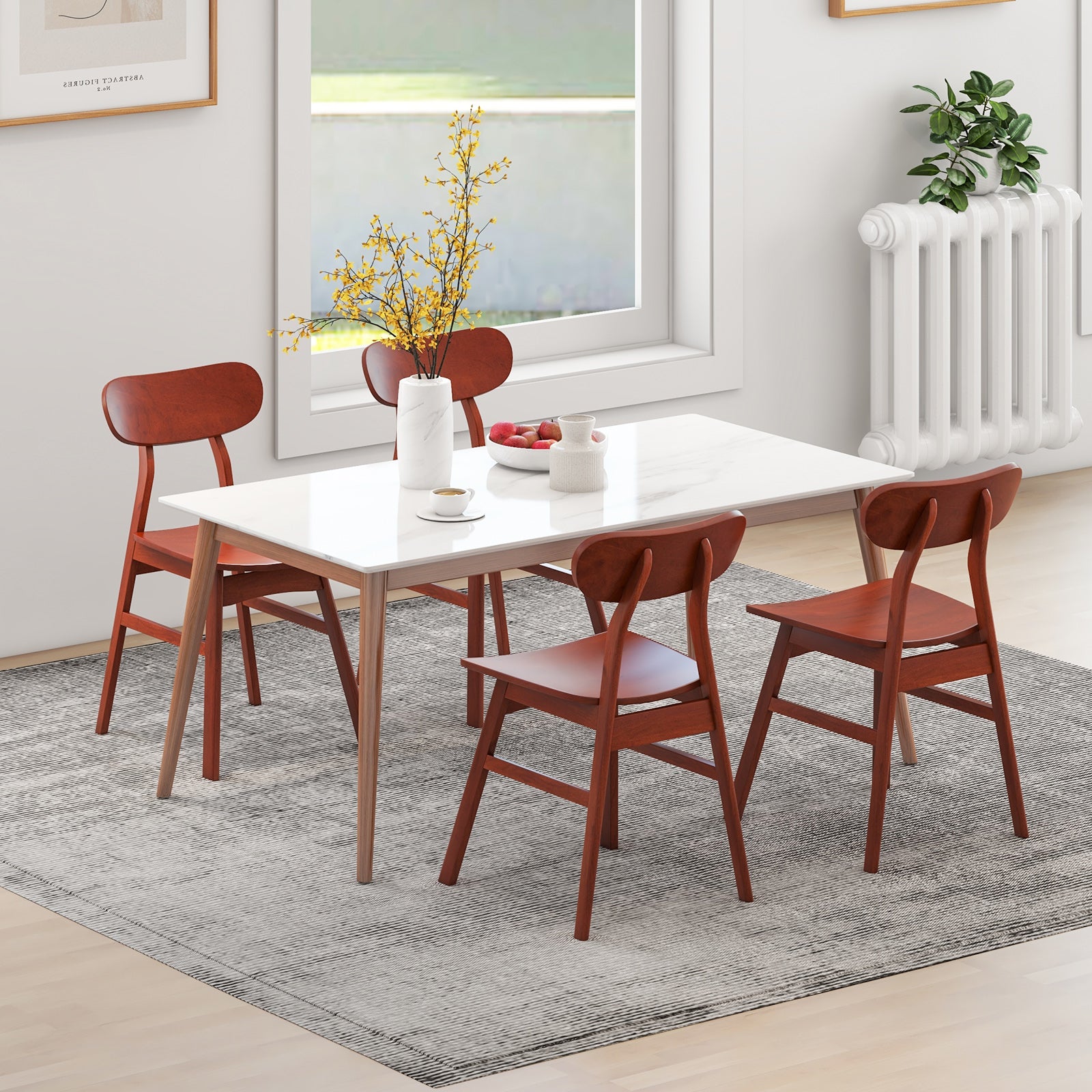 Set of 2 Modern Dining Chairs with Curved Backrest and Seat, Walnut Dining Chairs at Gallery Canada