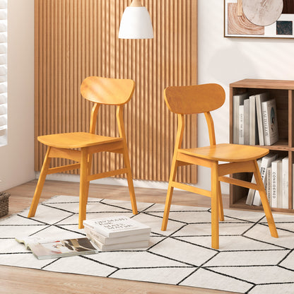 Set of 2 Modern Dining Chairs with Curved Backrest and Seat, Natural Dining Chairs at Gallery Canada