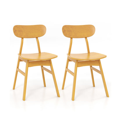 Set of 2 Modern Dining Chairs with Curved Backrest and Seat, Natural Dining Chairs Natural at Gallery Canada
