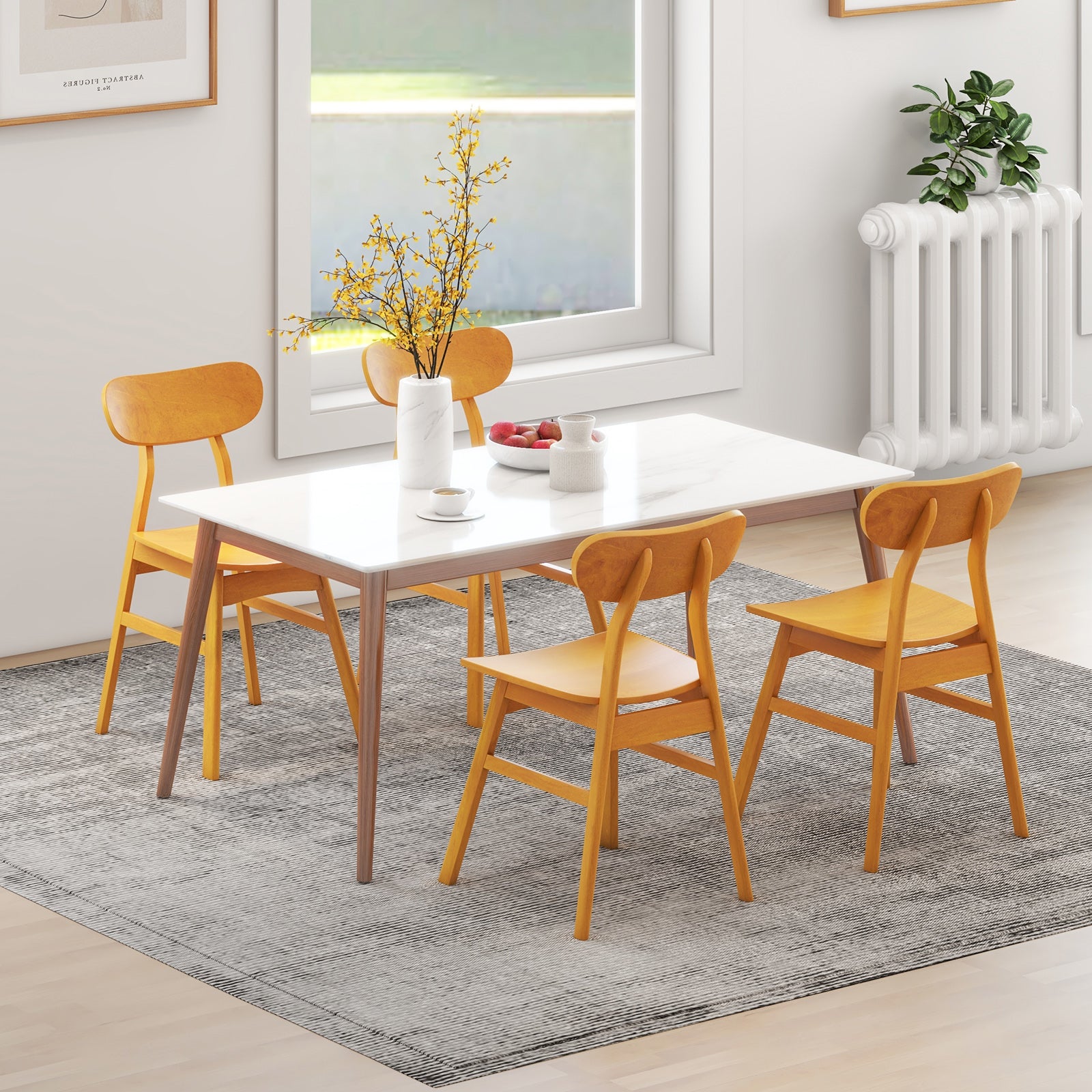 Set of 2 Modern Dining Chairs with Curved Backrest and Seat, Natural Dining Chairs at Gallery Canada
