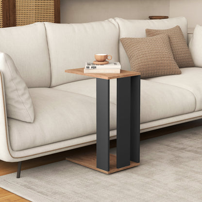 2-Tier C-Shaped Side Table with Universal Wheels and Shelf, Rustic Brown End & Side Tables at Gallery Canada