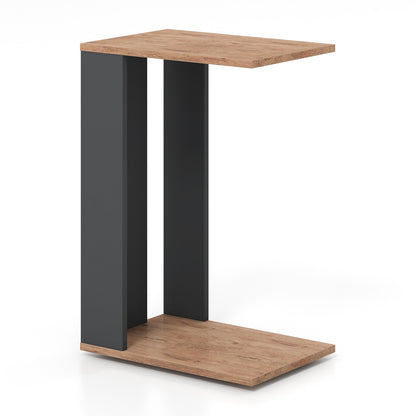 2-Tier C-Shaped Side Table with Universal Wheels and Shelf, Rustic Brown End & Side Tables at Gallery Canada