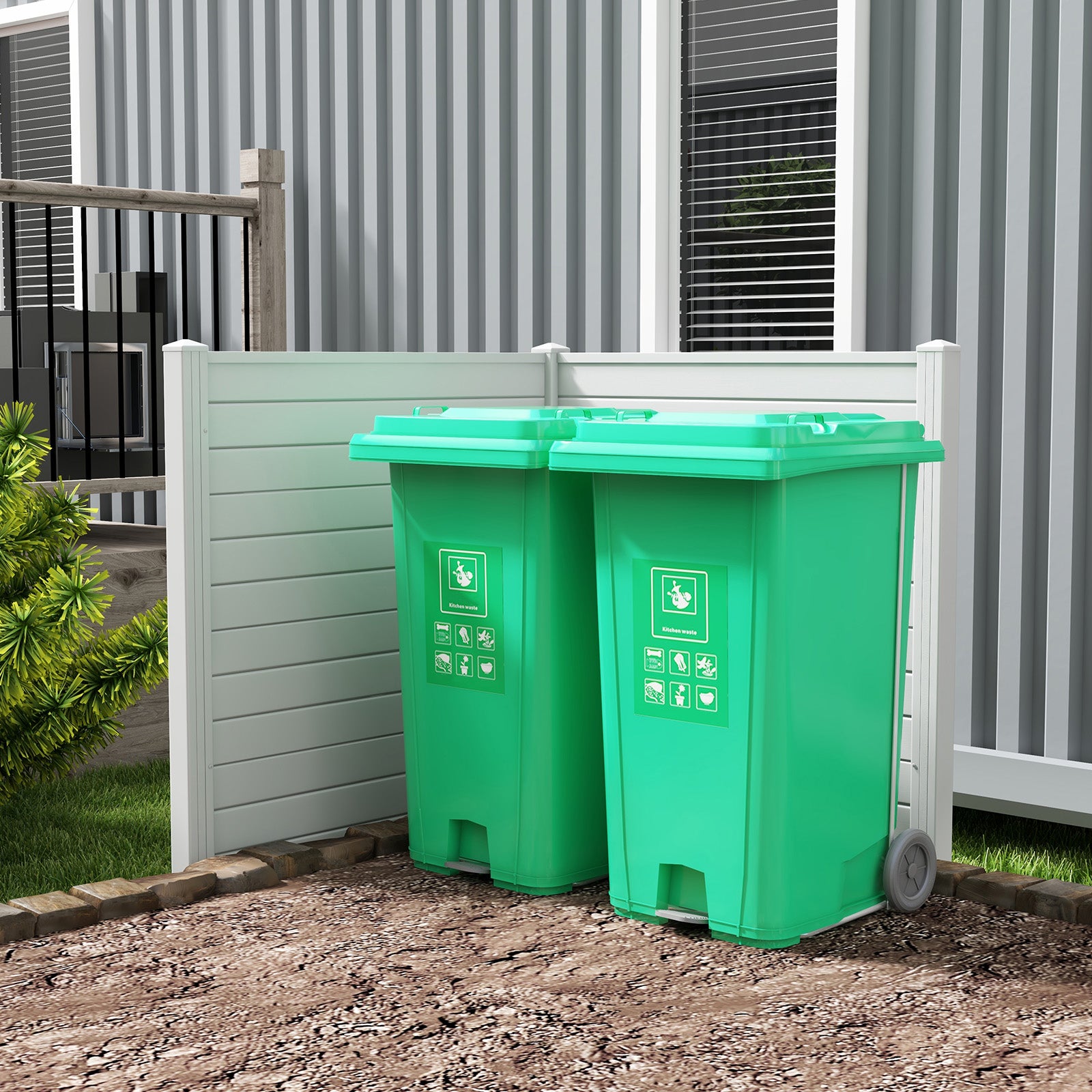 Freestanding 48 x 48 Inch Air Conditioner Fence with Metal Ground Stakes, White Decorative Fencing & Flooring at Gallery Canada
