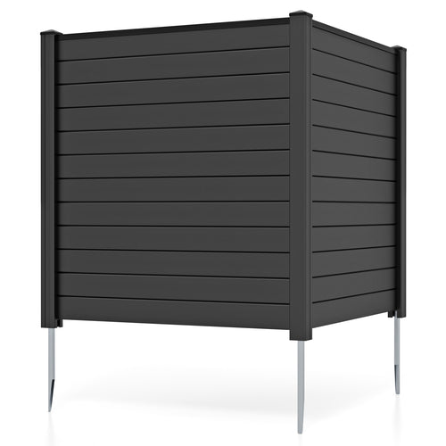 Air Conditioner Fence 48-Inch Privacy Screen 2-Panel for Trash Can with Metal Stakes, Black