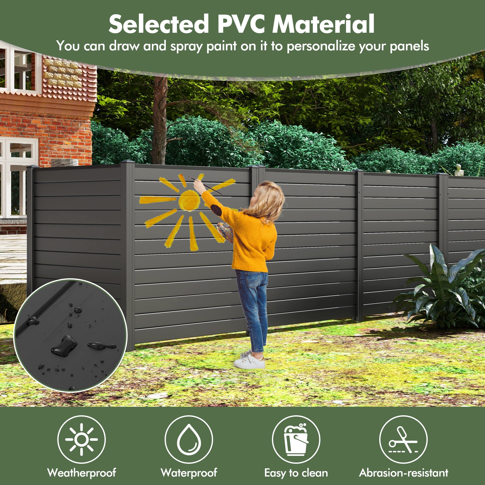 Air Conditioner Fence 48-Inch Privacy Screen 2-Panel for Trash Can with Metal Stakes, Black Decorative Fencing & Flooring at Gallery Canada