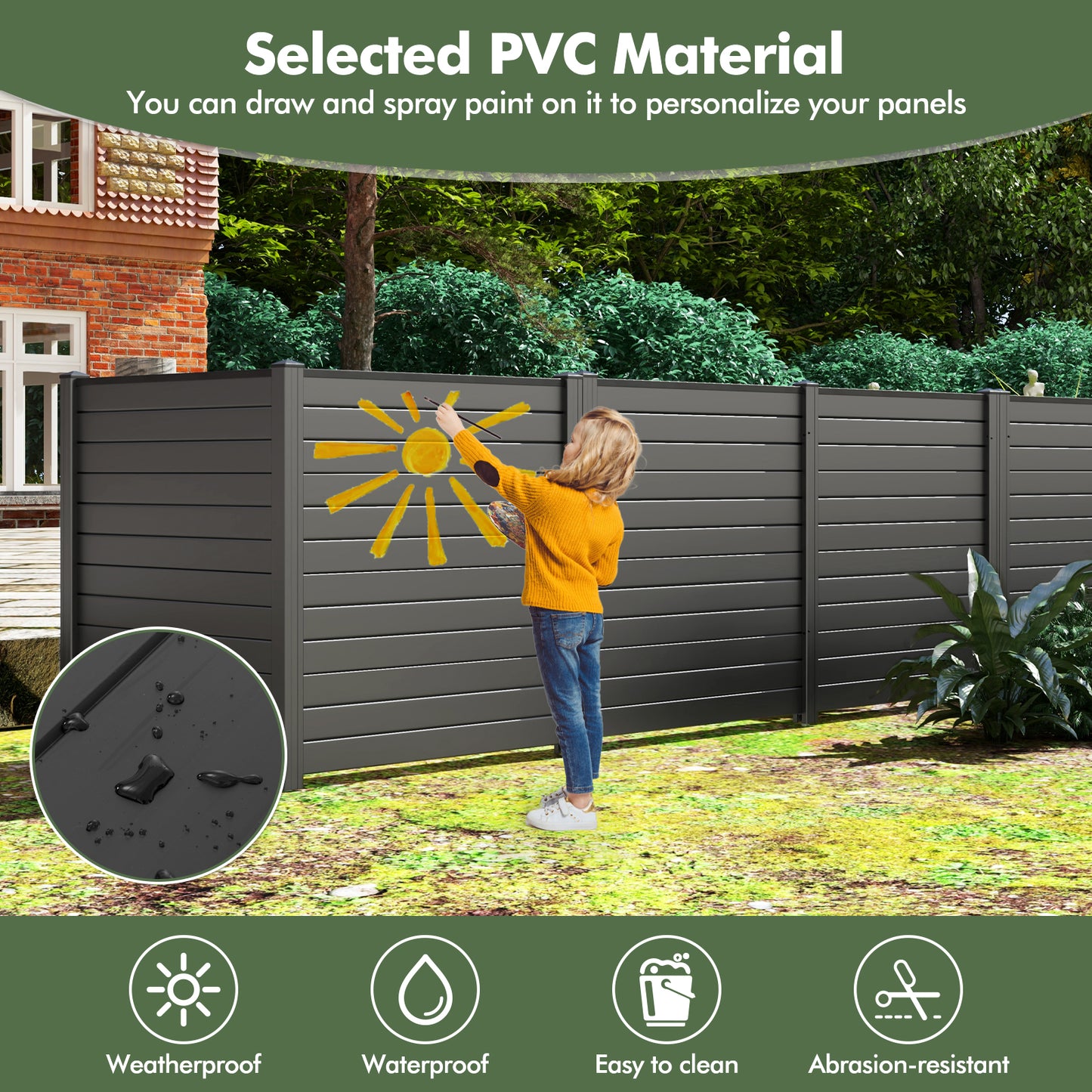 Air Conditioner Fence 48-Inch Privacy Screen 2-Panel for Trash Can with Metal Stakes, Black Decorative Fencing & Flooring at Gallery Canada