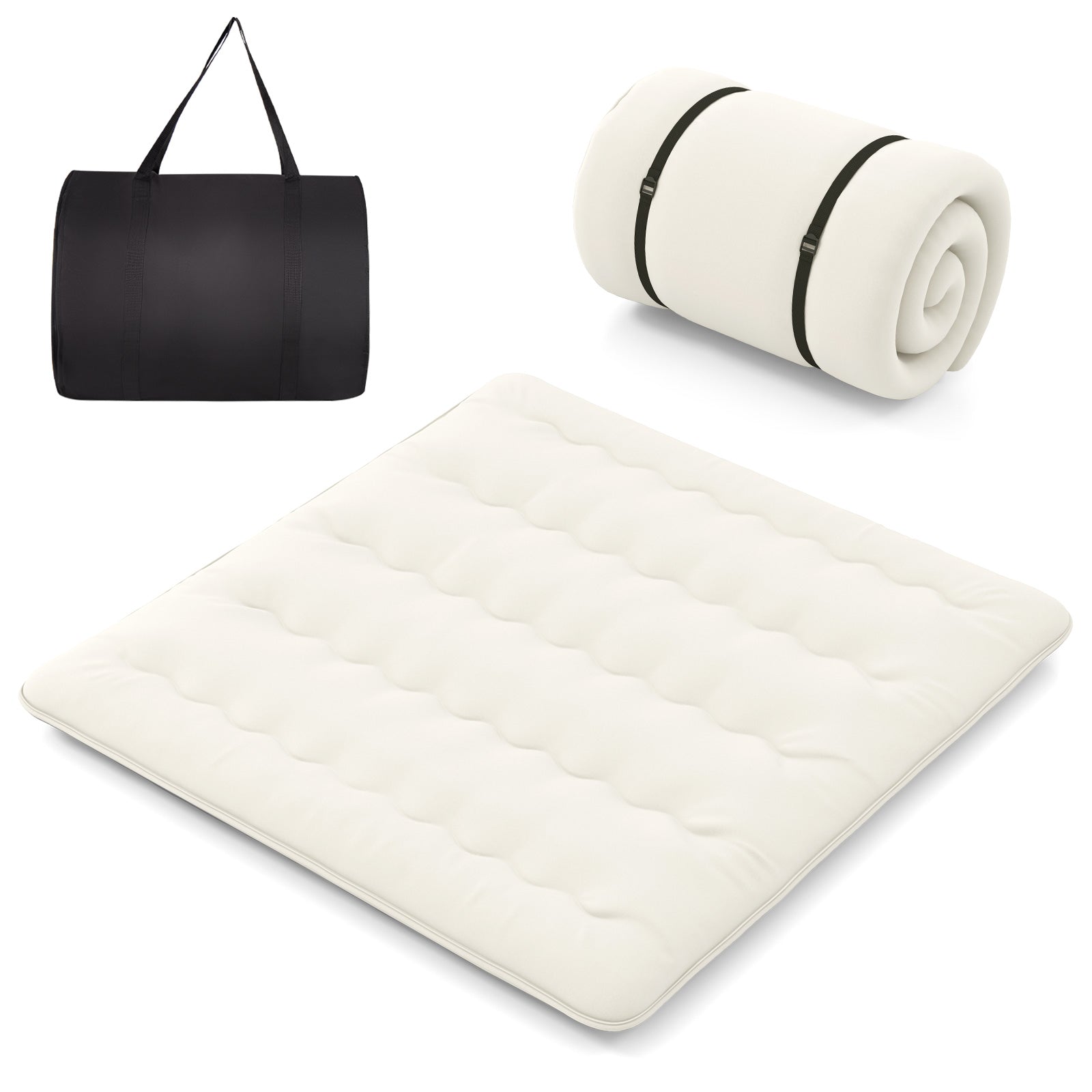 Queen/King/Twin/Full Futon Mattress Floor Sleeping Pad with Washable Cover Beige-King Size, Beige Mattresses at Gallery Canada