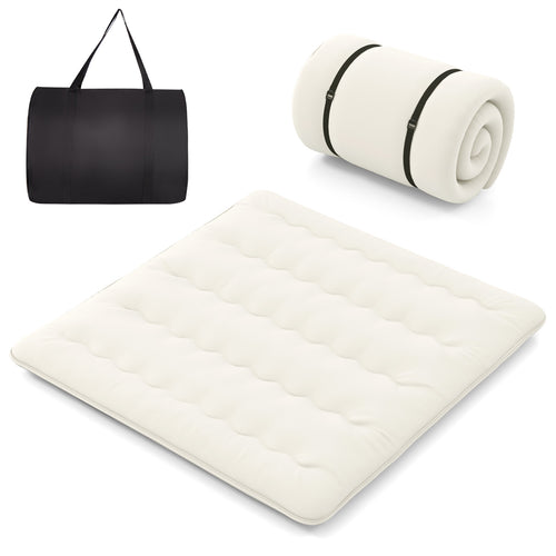 Queen/King/Twin/Full Futon Mattress Floor Sleeping Pad with Washable Cover Beige-King Size, Beige