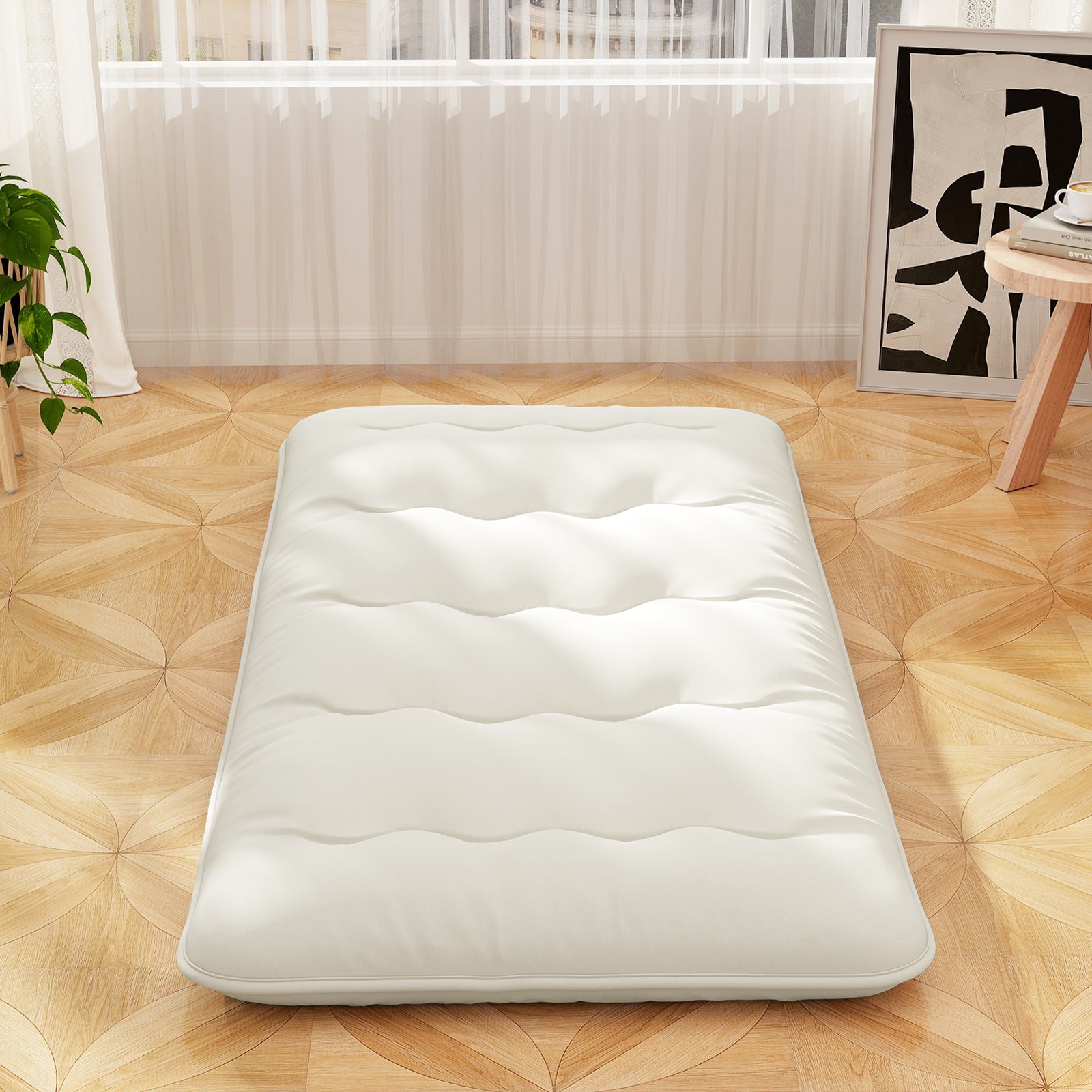 Queen/King/Twin/Full Futon Mattress Floor Sleeping Pad with Washable Cover Beige-Twin Size, Beige Mattresses at Gallery Canada