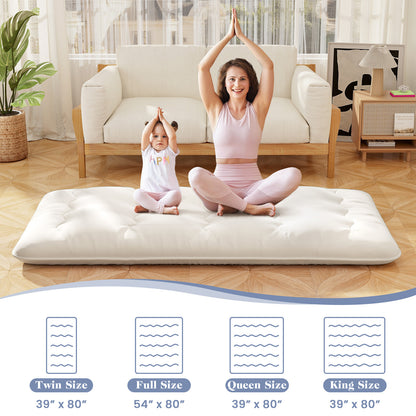 Queen/King/Twin/Full Futon Mattress Floor Sleeping Pad with Washable Cover Beige-Twin Size, Beige Mattresses at Gallery Canada