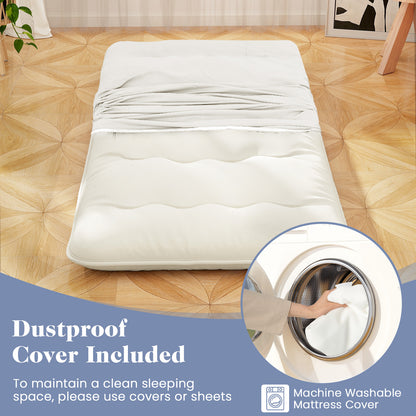 Queen/King/Twin/Full Futon Mattress Floor Sleeping Pad with Washable Cover Beige-Twin Size, Beige Mattresses at Gallery Canada