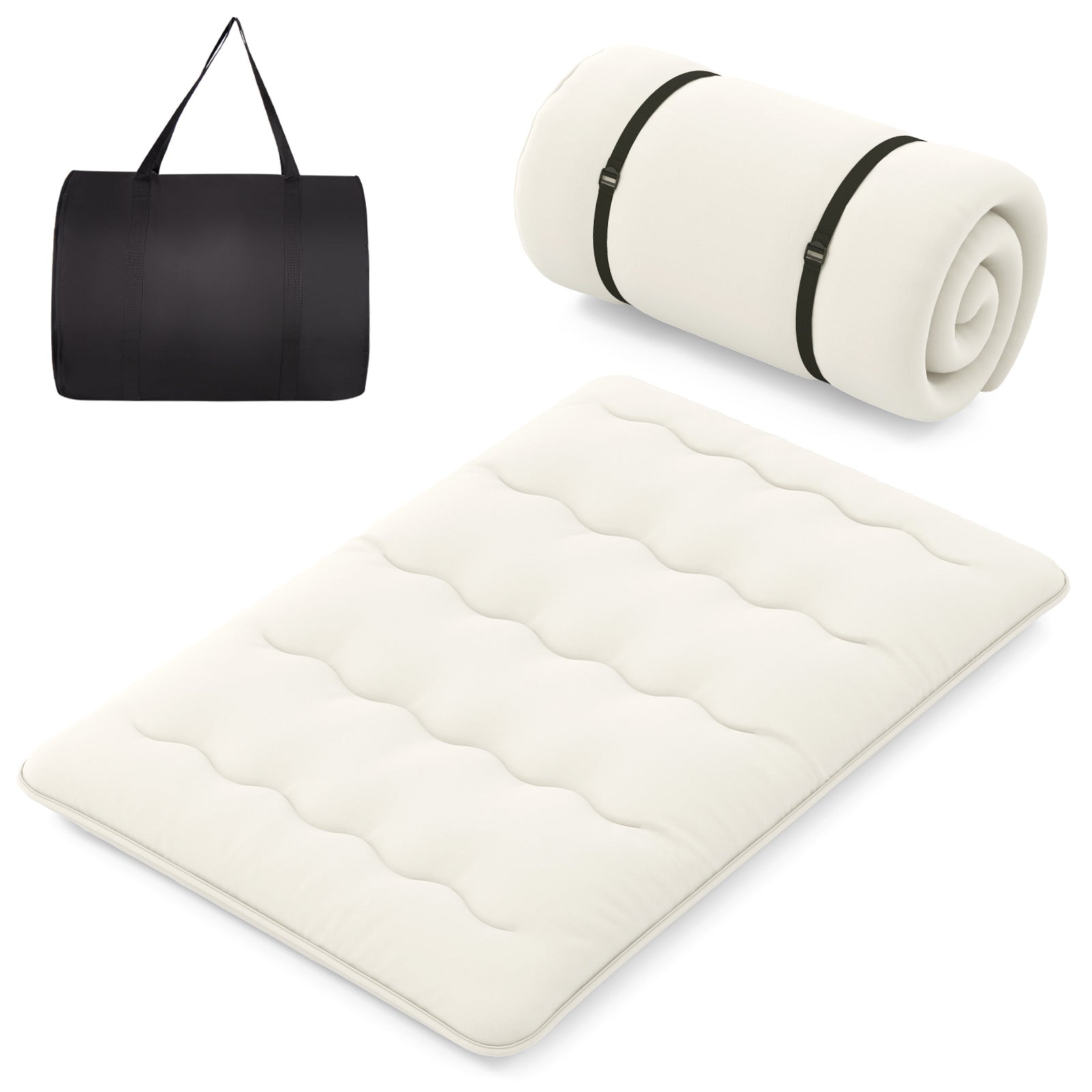 Full Size Futon Mattress, Washable Cover, Floor Sleeping Pad, Beige Mattresses at Gallery Canada