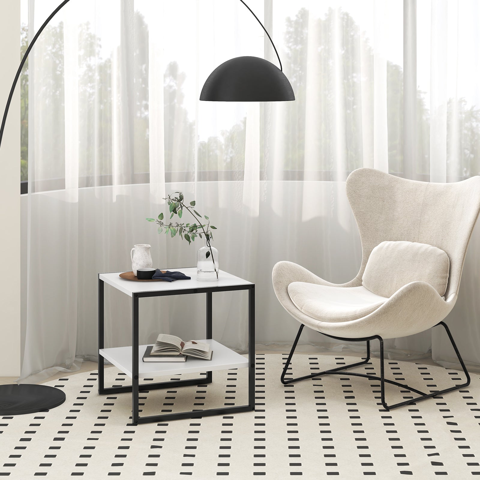 2-Tier Square End Table with Storage Shelf Reversible Design, White End & Side Tables at Gallery Canada