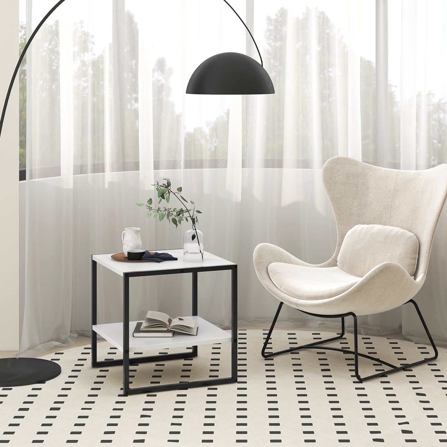 2-Tier Square End Table with Storage Shelf Reversible Design, White End & Side Tables at Gallery Canada