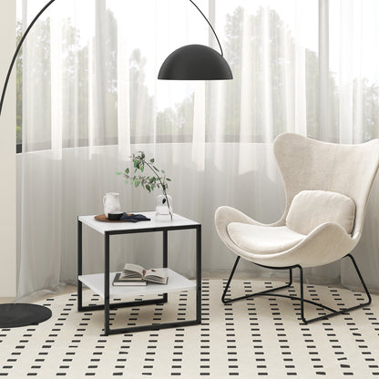 2-Tier Square End Table with Storage Shelf Reversible Design, White End & Side Tables at Gallery Canada