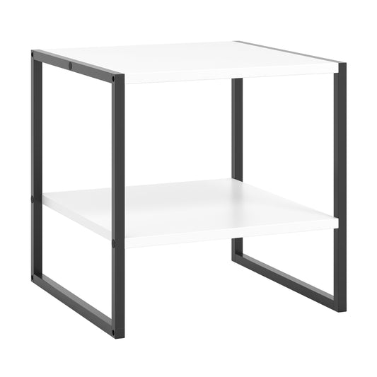 2-Tier Square End Table, Storage Shelf, Reversible Design, White End & Side Tables White at Gallery Canada