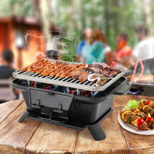 100% Cast Iron Hibachi Grill with Grill Grate Lifter, Black Outdoor Grills Black at Gallery Canada