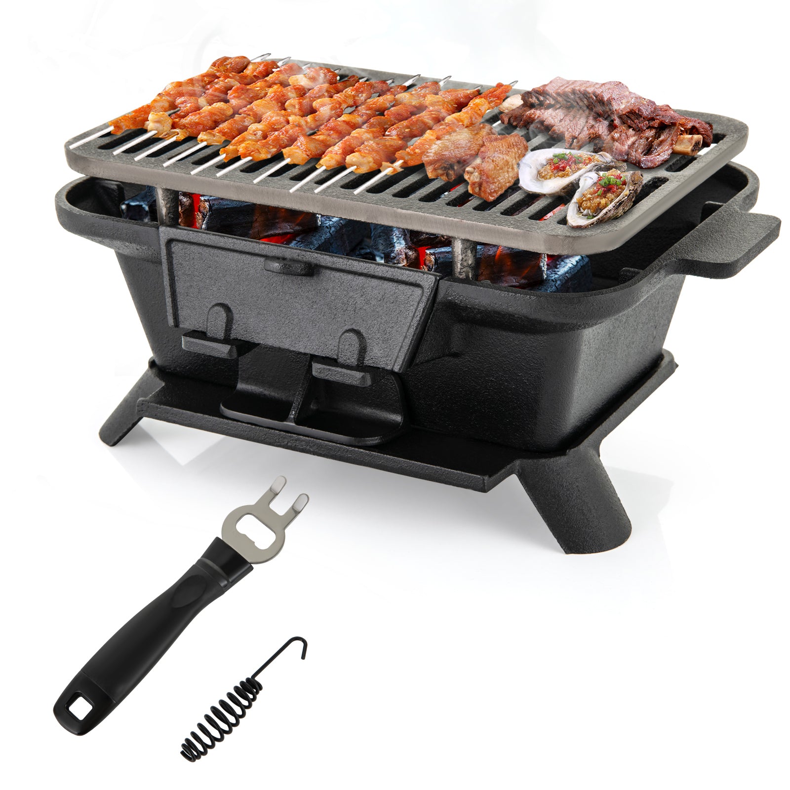 100% Cast Iron Hibachi Grill with Grill Grate Lifter, Black Outdoor Grills at Gallery Canada