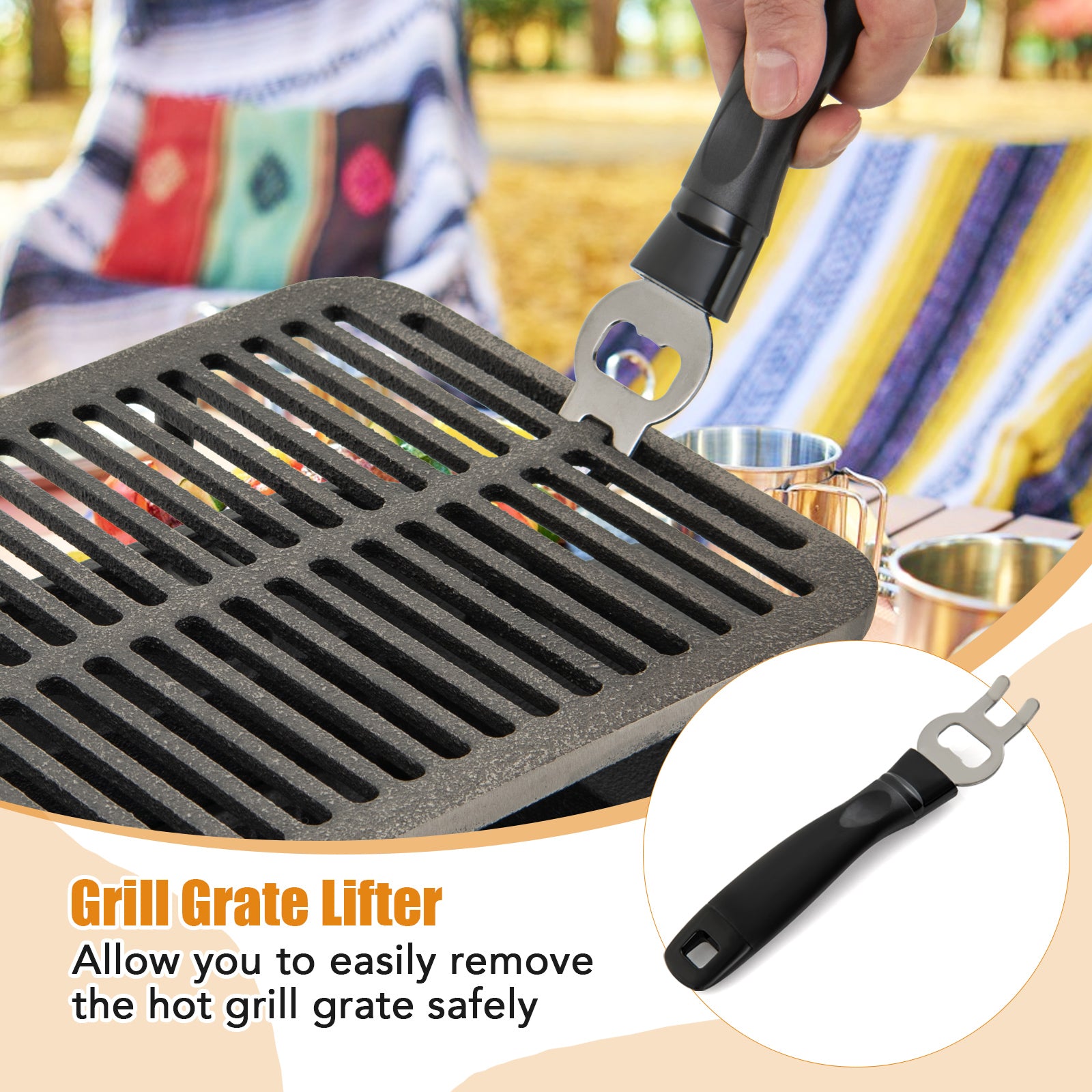 100% Cast Iron Hibachi Grill with Grill Grate Lifter, Black Outdoor Grills at Gallery Canada