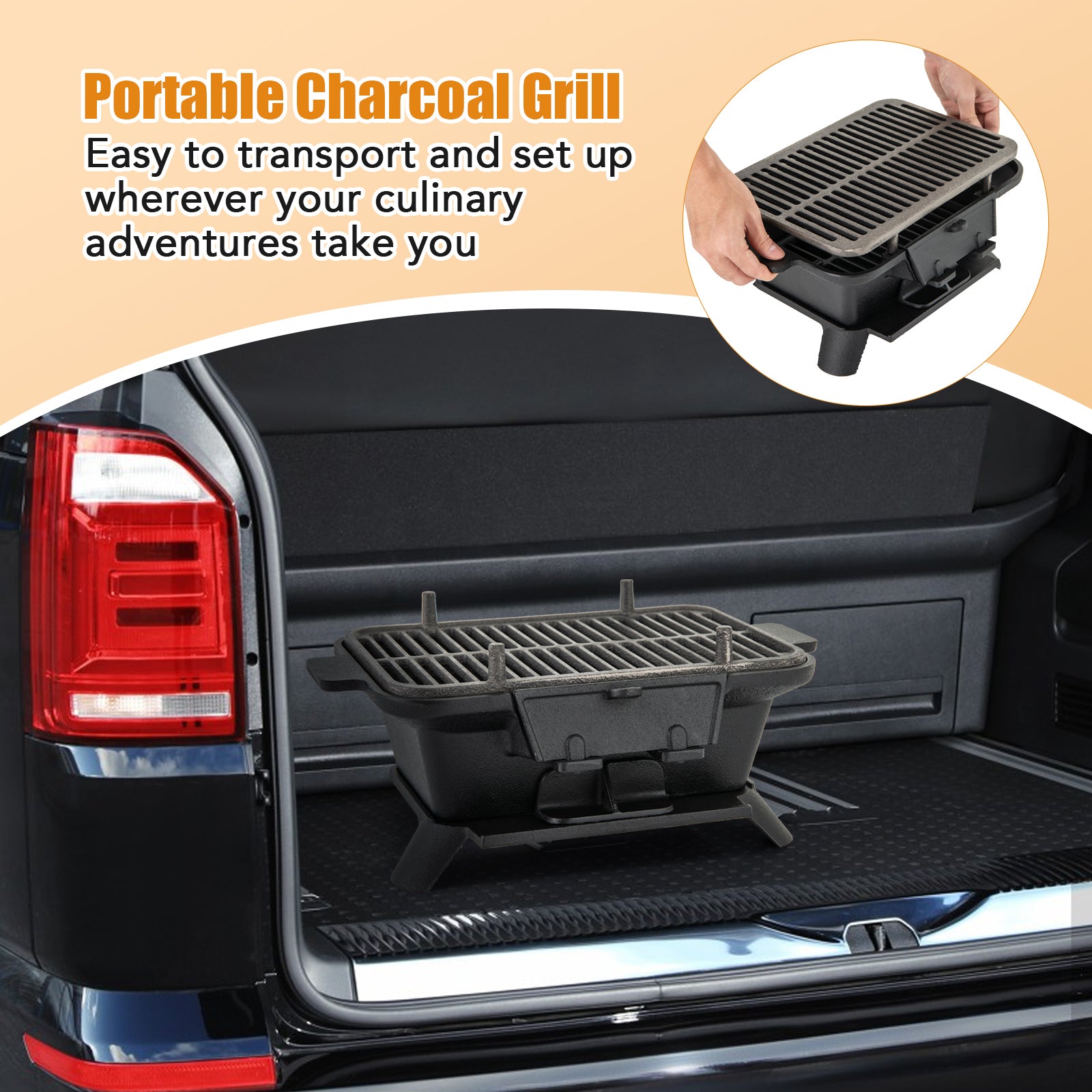 100% Cast Iron Hibachi Grill with Grill Grate Lifter, Black Outdoor Grills at Gallery Canada
