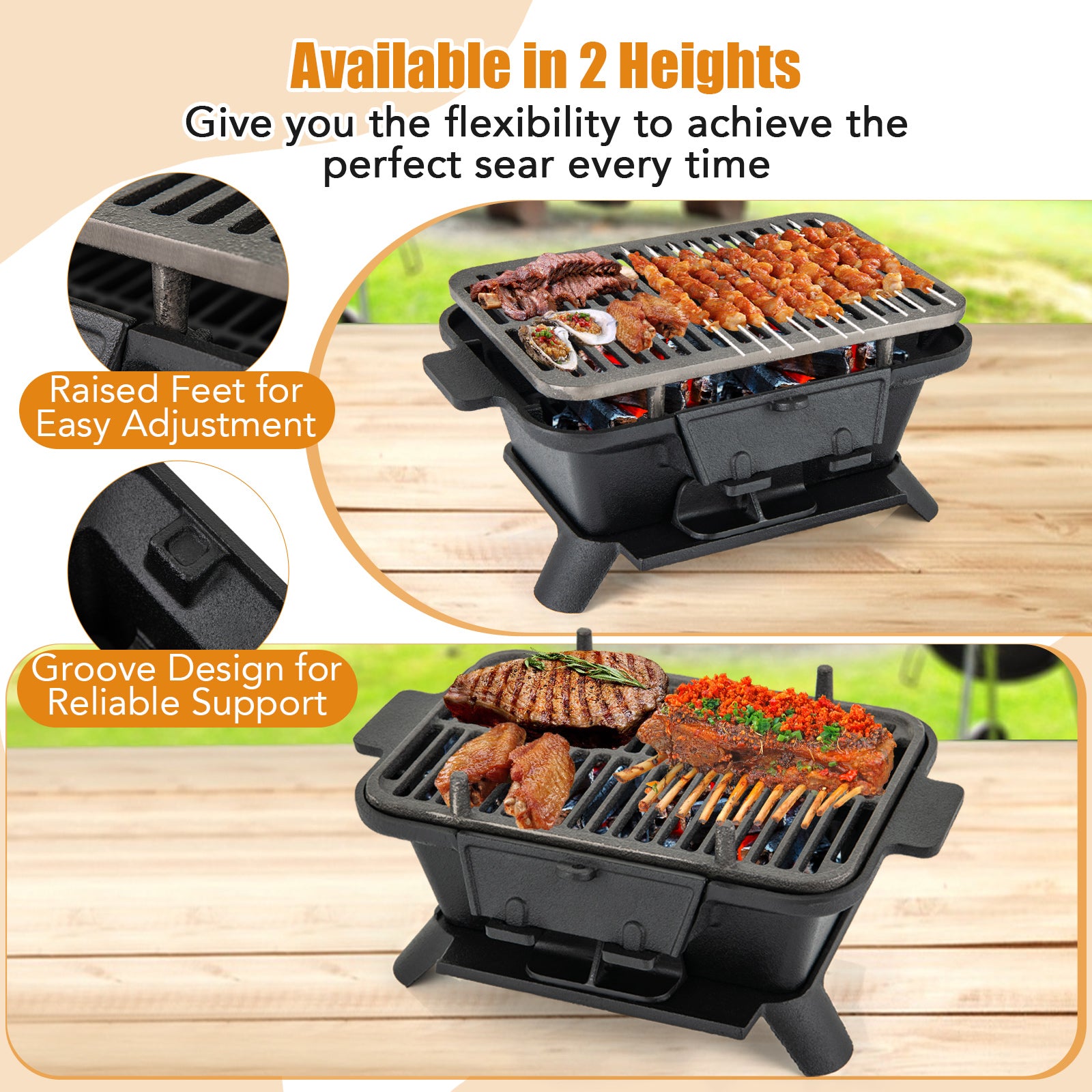 100% Cast Iron Hibachi Grill with Grill Grate Lifter, Black Outdoor Grills at Gallery Canada