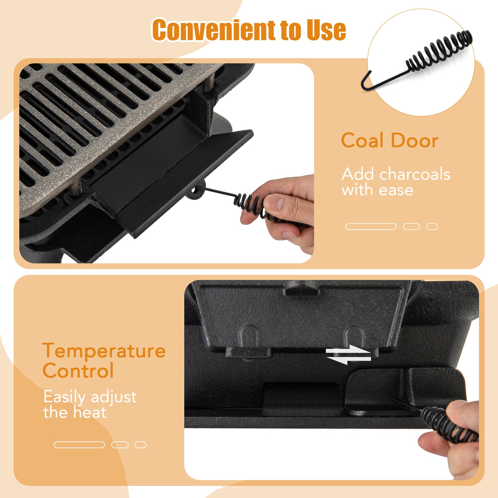 100% Cast Iron Hibachi Grill with Grill Grate Lifter, Black Outdoor Grills at Gallery Canada