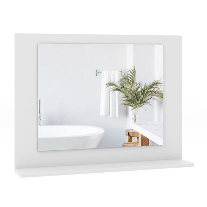 Rectangle Bathroom Mirror With Shelf, 23.5 x 17.5 Inch, Wood Frame, White Wall Mirrors White at Gallery Canada