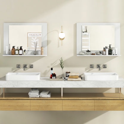 Rectangle Bathroom Mirror with Shelf 23.5 x 17.5 Inch and Wood Frame, White Wall Mirrors at Gallery Canada