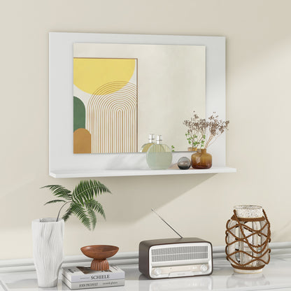 Rectangle Bathroom Mirror with Shelf 23.5 x 17.5 Inch and Wood Frame, White Wall Mirrors at Gallery Canada
