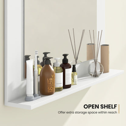Rectangle Bathroom Mirror with Shelf 23.5 x 17.5 Inch and Wood Frame, White Wall Mirrors at Gallery Canada
