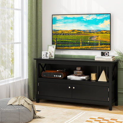 TV Stand Entertainment Center with Charging Station for TVs up to 50 Inch, Black Entertainment Centers & TV Stands at Gallery Canada