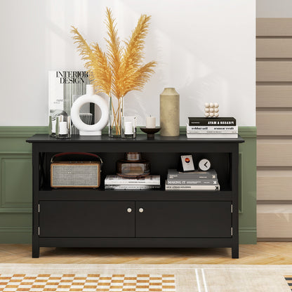 TV Stand Entertainment Center with Charging Station for TVs up to 50 Inch, Black Entertainment Centers & TV Stands at Gallery Canada