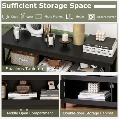 TV Stand Entertainment Center with Charging Station for TVs up to 50 Inch, Black Entertainment Centers & TV Stands at Gallery Canada