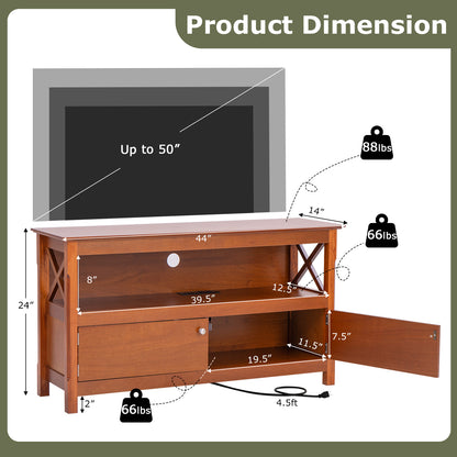 TV Stand Entertainment Center with Charging Station for TVs up to 50 Inch, Brown Entertainment Centers & TV Stands at Gallery Canada