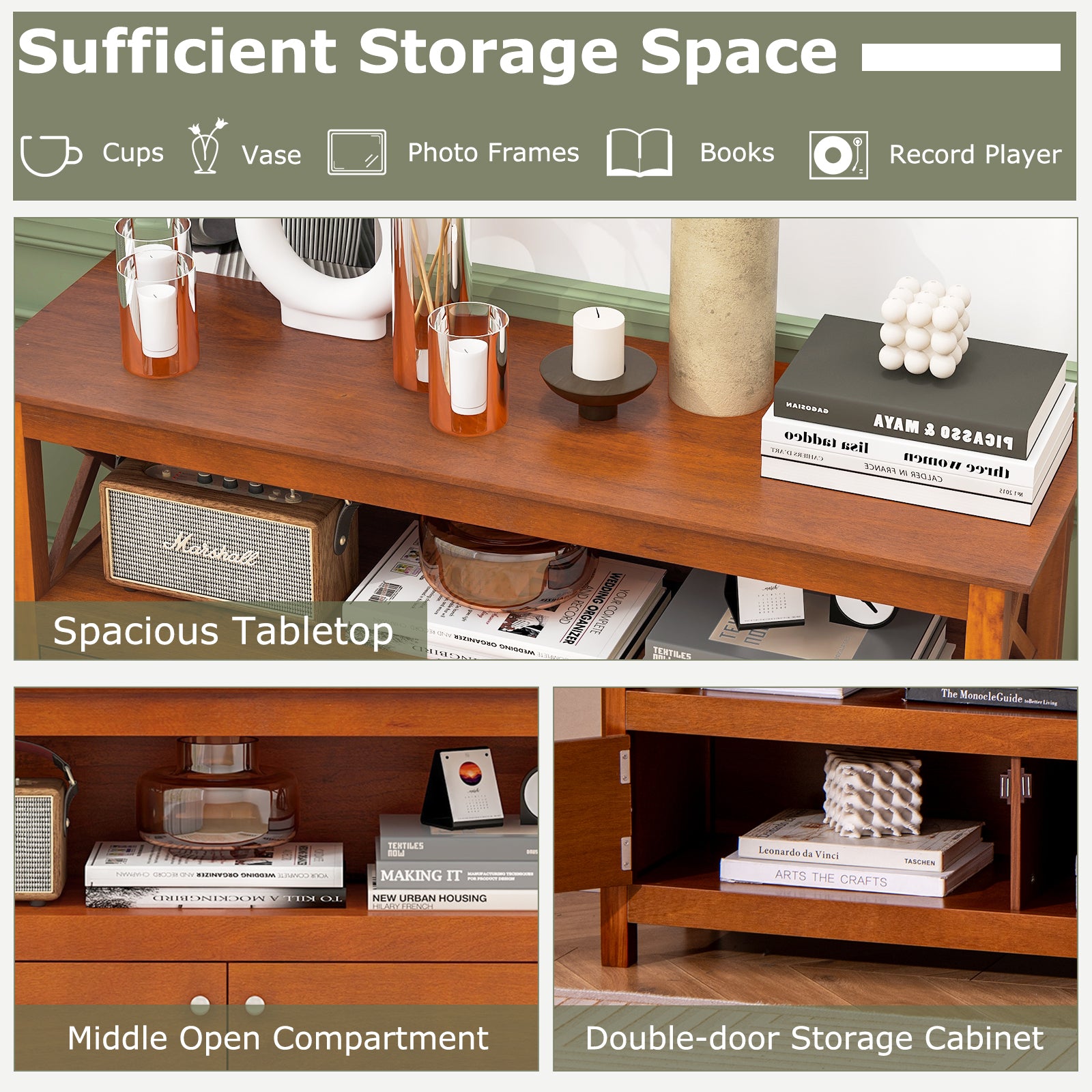 TV Stand Entertainment Center with Charging Station for TVs up to 50 Inch, Brown Entertainment Centers & TV Stands at Gallery Canada