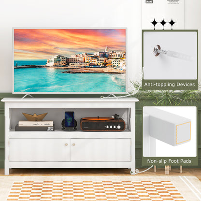 TV Stand Entertainment Center with Charging Station for TVs up to 50 Inch, White Entertainment Centers & TV Stands at Gallery Canada