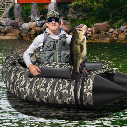 Inflatable Fishing Float Tube, 350 LBS, Adjustable Backrest, Camouflage Water Sports at Gallery Canada