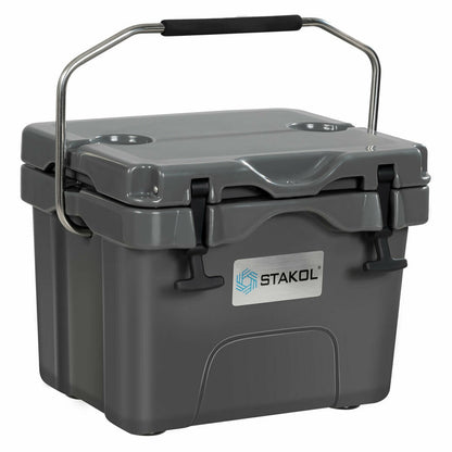 16 Quart Portable Insulated Ice Cooler, 24-Can Capacity, Gray Wine & Beverage Coolers at Gallery Canada