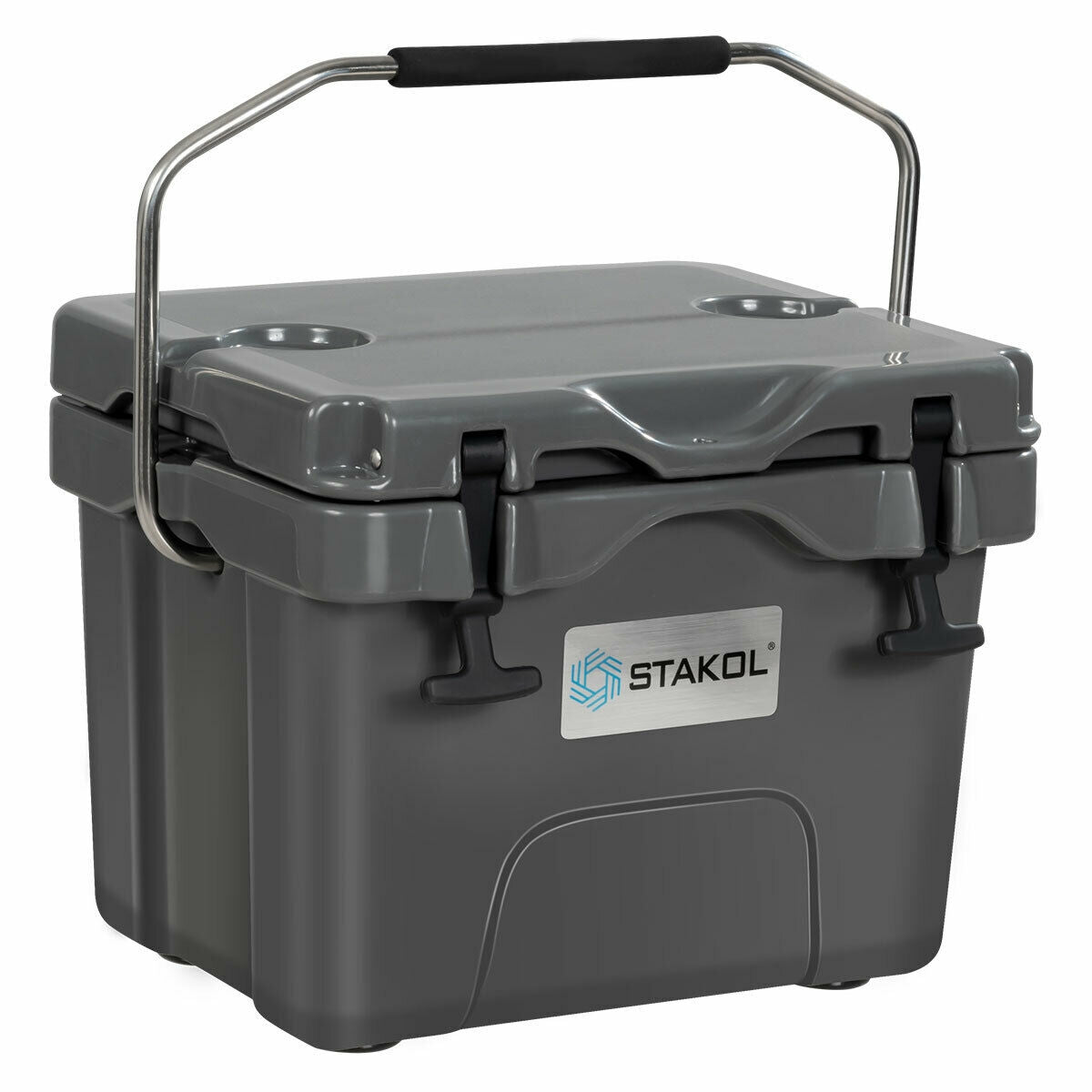 16 Quart 24-Can Capacity Portable Insulated Ice Cooler with 2 Cup Holders, Gray Wine & Beverage Coolers at Gallery Canada