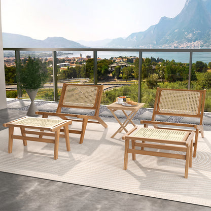 Mid Century Modern Accent Chair Farmhouse Handwoven Rattan Chair with Ottoman Patio Dining Chairs at Gallery Canada